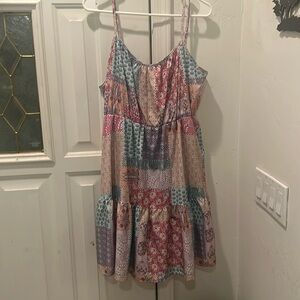 SHEIN plus patchwork print ruffle hem